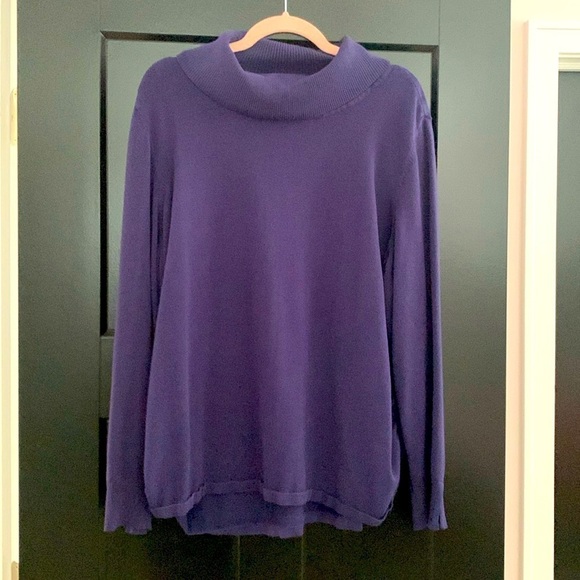 Lane Bryant Purple Long Sleeve Cowl-Neck Sweater. Side Ruching.  Size 22/24. - Picture 1 of 10